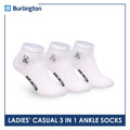 Burlington | Bearlington Ladie's Cotton Embroidered Casual Ankle Socks 3 pairs in a pack TBLE622-5