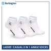Burlington | Bearlington Ladie's Cotton Embroidered Casual Ankle Socks 3 pairs in a pack TBLE622-5