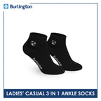 Burlington | Bearlington Ladie's Cotton Embroidered Casual Ankle Socks 3 pairs in a pack TBLE622-5