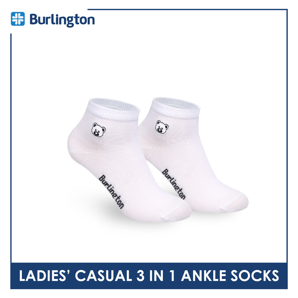Burlington | Bearlington Ladie's Cotton Embroidered Casual Ankle Socks 3 pairs in a pack TBLE622-6