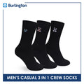 Burlington | Bearlington Men's Cotton Embroidered Casual Crew Socks 3 pairs in a pack TBME146-1