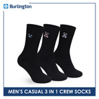 Burlington | Bearlington Men's Cotton Embroidered Casual Crew Socks 3 pairs in a pack TBME146-1