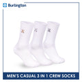 Burlington | Bearlington Men's Cotton Embroidered Casual Crew Socks 3 pairs in a pack TBME146-1