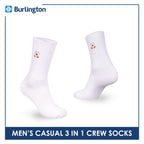 Burlington | Bearlington Men's Cotton Embroidered Casual Crew Socks 3 pairs in a pack TBME146-1