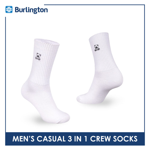Burlington | Bearlington Men's Cotton Embroidered Casual Crew Socks 3 pairs in a pack TBME146-1