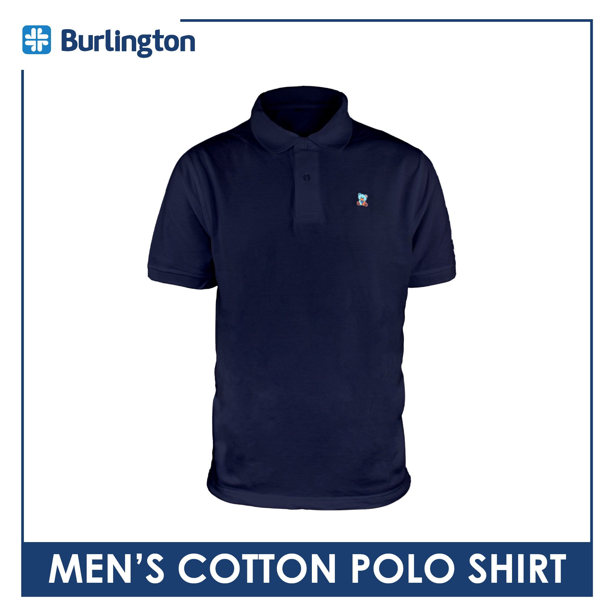 Burlington Men’s Cotton Embroidered Bearlington Collection Polo Shirt 1pc TBMESP4