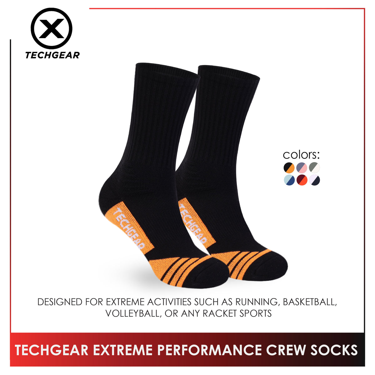 Burlington Men’s Sports Techgear Extreme Performance (Basketball) Crew Socks 1 pair TGMX612
