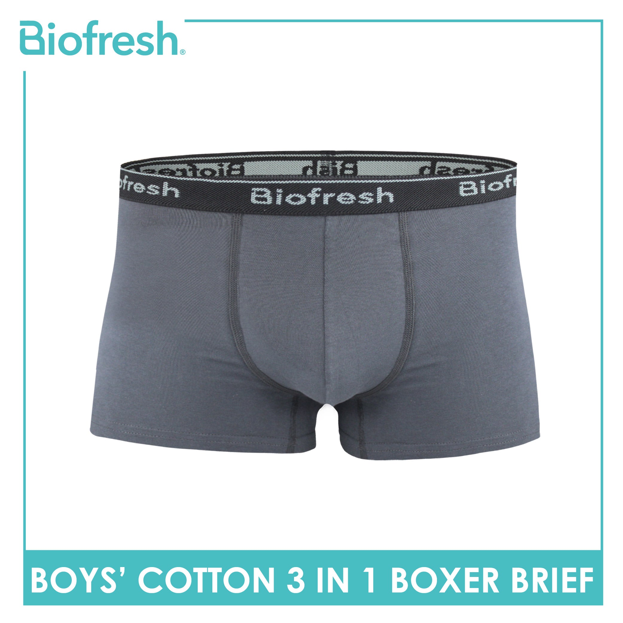 Biofresh Boys' Antimicrobial Cotton Boxer Brief 3 pieces in a pack UCBBG14