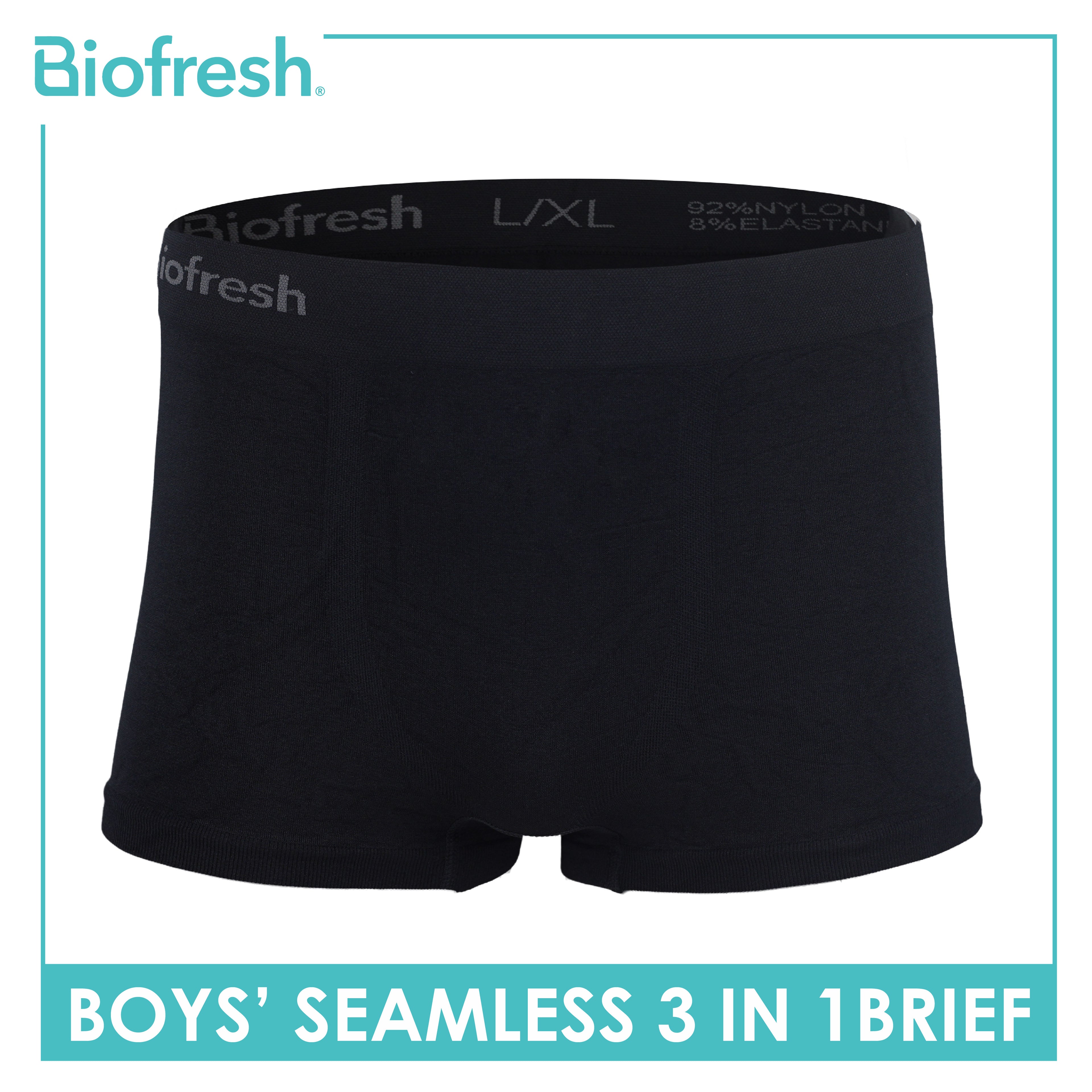 Biofresh Boy's Antimicrobial Seamless Boxer Brief 3 pieces in a pack UCBBG17