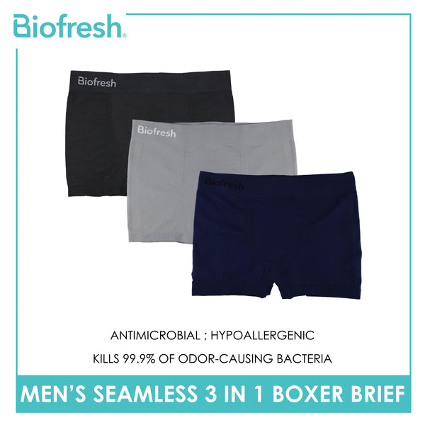 Biofresh Men's Antimicrobial Seamless Boxer Brief 3 pieces in a pack UCBBG17