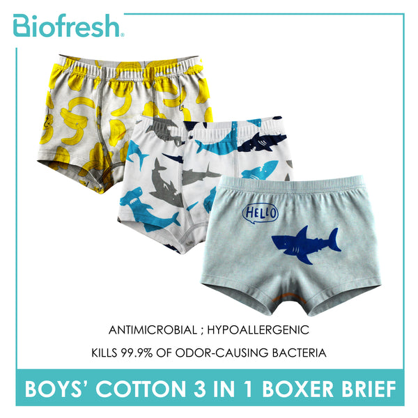 Biofresh Boys' Antimicrobial Cotton Boxer Brief 3 pieces in a pack UCBBG521