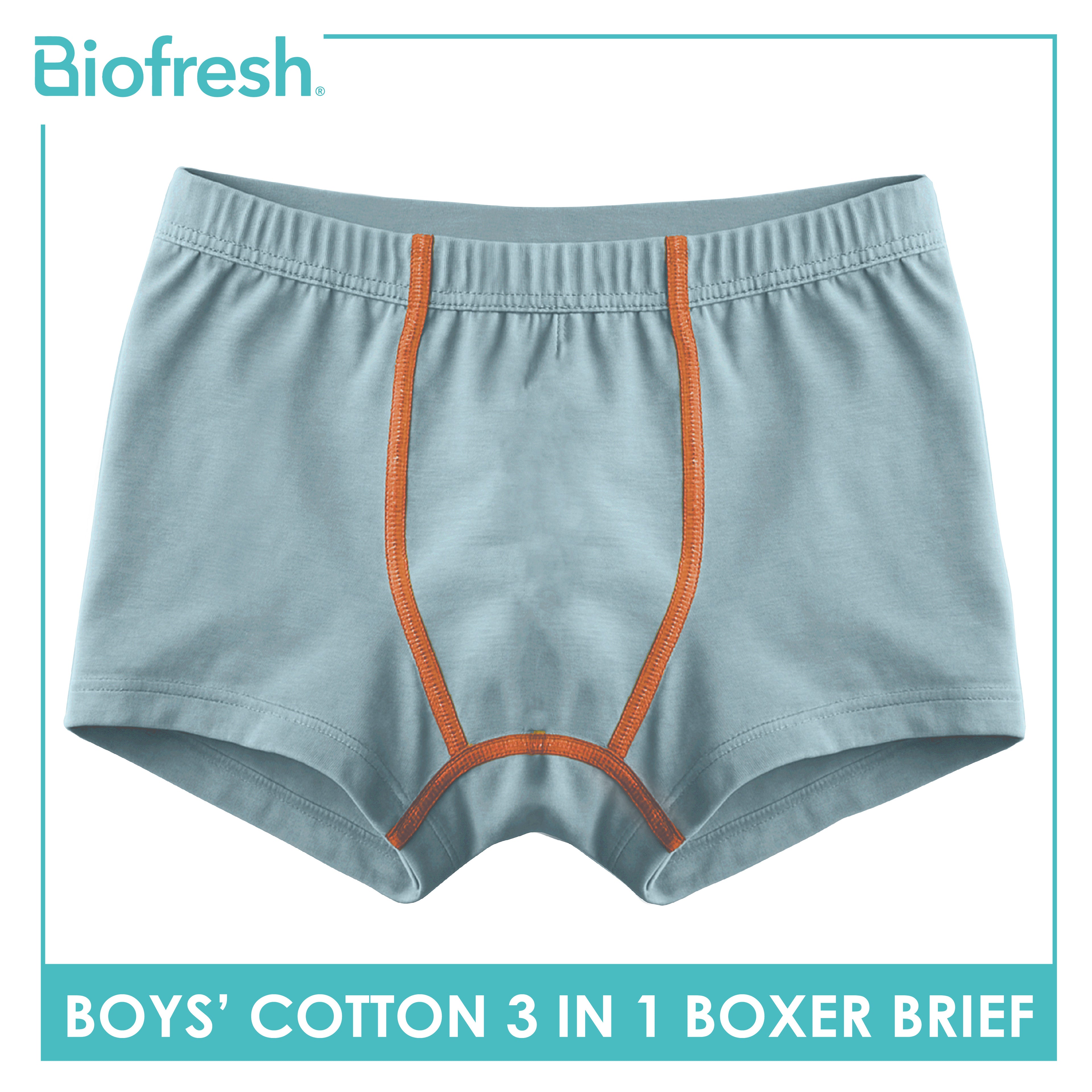Biofresh Boys' Antimicrobial Cotton Boxer Brief 3 pieces in a pack UCBBG521