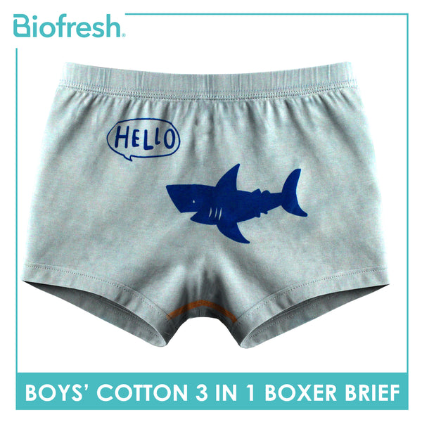 Biofresh Boys' Antimicrobial Cotton Boxer Brief 3 pieces in a pack UCBBG521
