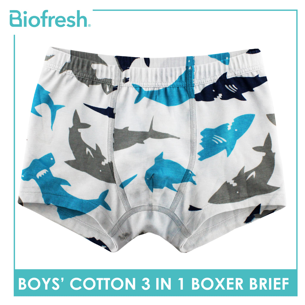 Biofresh Boys' Antimicrobial Cotton Boxer Brief 3 pieces in a pack UCBBG521