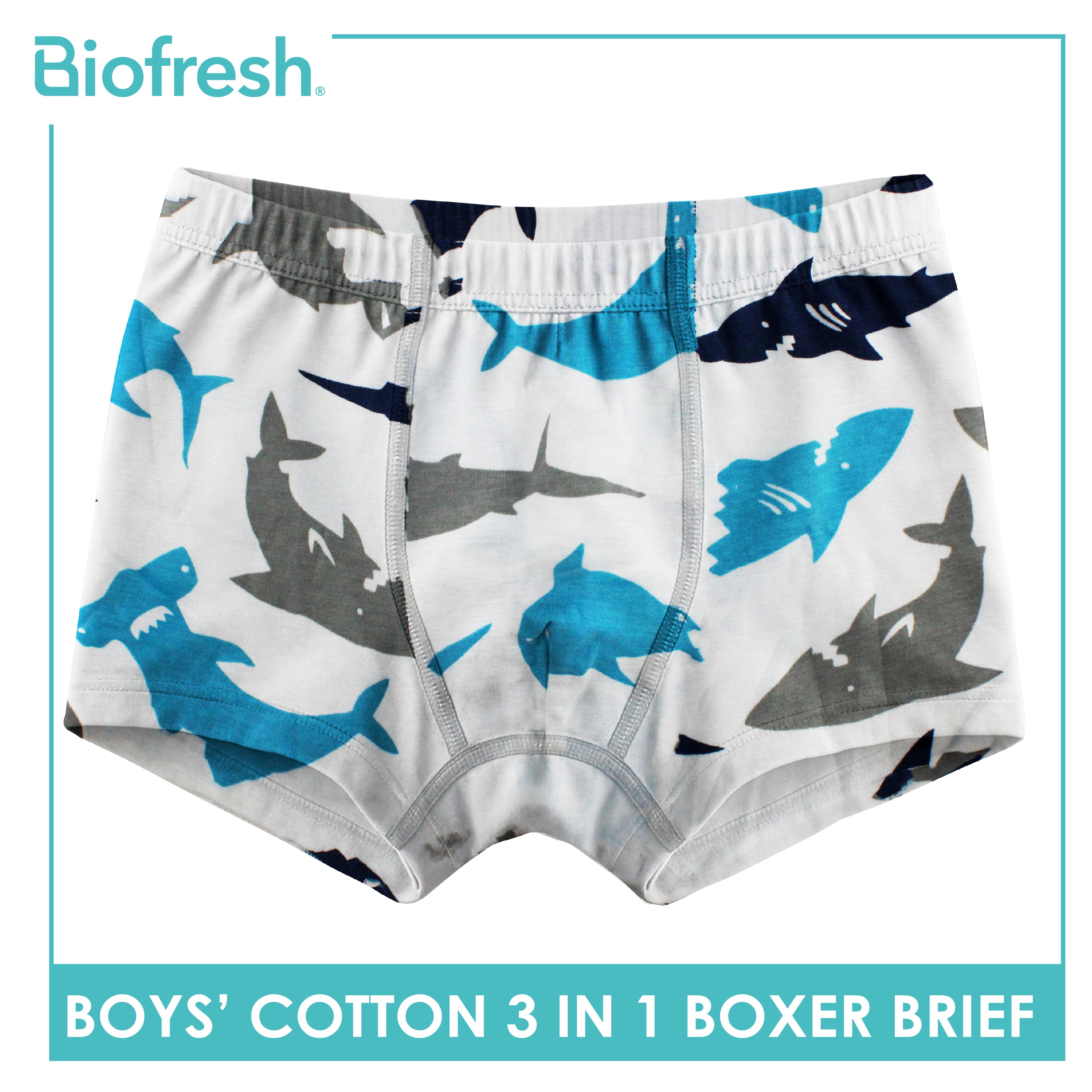 Biofresh Boys' Antimicrobial Cotton Boxer Brief 3 pieces in a pack UCBBG521