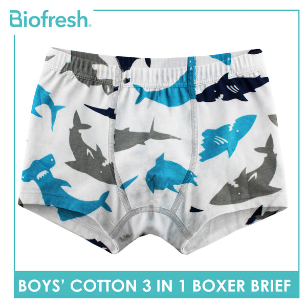 Biofresh Boys' Antimicrobial Cotton Boxer Brief 3 pieces in a pack UCBBG521