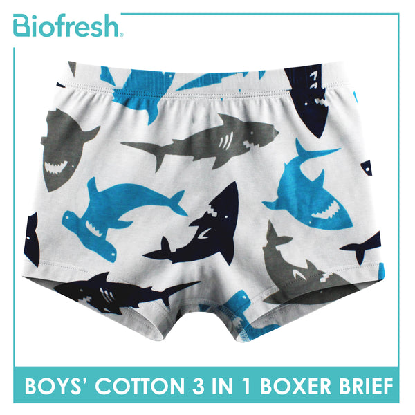 Biofresh Boys' Antimicrobial Cotton Boxer Brief 3 pieces in a pack UCBBG521