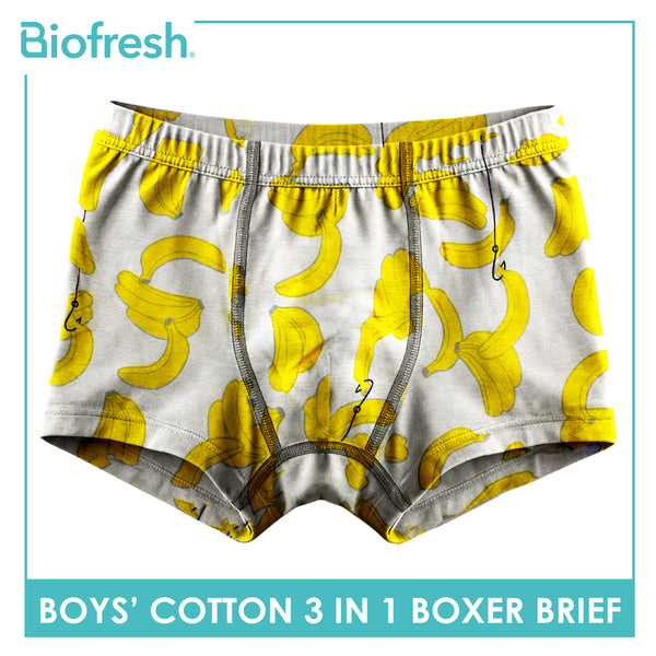 Biofresh Boys' Antimicrobial Cotton Boxer Brief 3 pieces in a pack UCBBG521