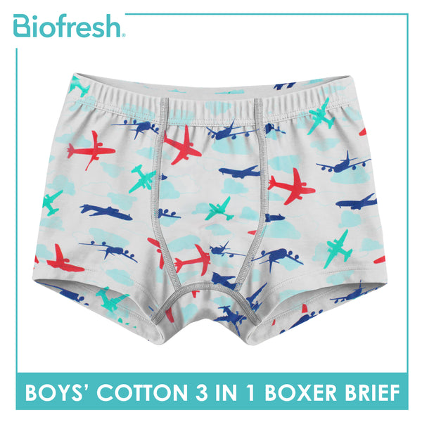 Biofresh Boys' Antimicrobial Cotton Boxer Brief 3 pieces in a pack UCBBG522