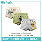 Biofresh Boys' Antimicrobial Cotton Boxer Brief 3 pieces in a pack UCBBG523
