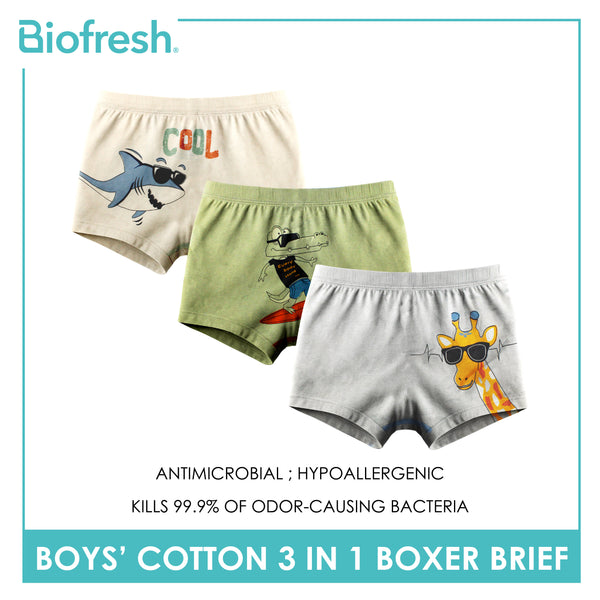 Biofresh Boys' Antimicrobial Cotton Boxer Brief 3 pieces in a pack UCBBG523