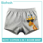 Biofresh Boys' Antimicrobial Cotton Boxer Brief 3 pieces in a pack UCBBG523