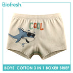 Biofresh Boys' Antimicrobial Cotton Boxer Brief 3 pieces in a pack UCBBG523