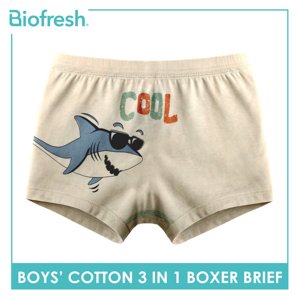 Biofresh Boys' Antimicrobial Cotton Boxer Brief 3 pieces in a pack UCBBG523