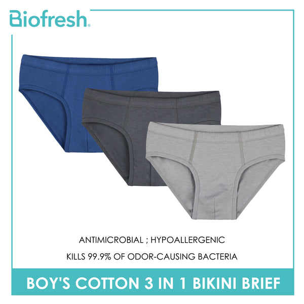 Biofresh Boys' Antimicrobial Cotton Bikini Brief 3 pieces in a pack UCBCG20