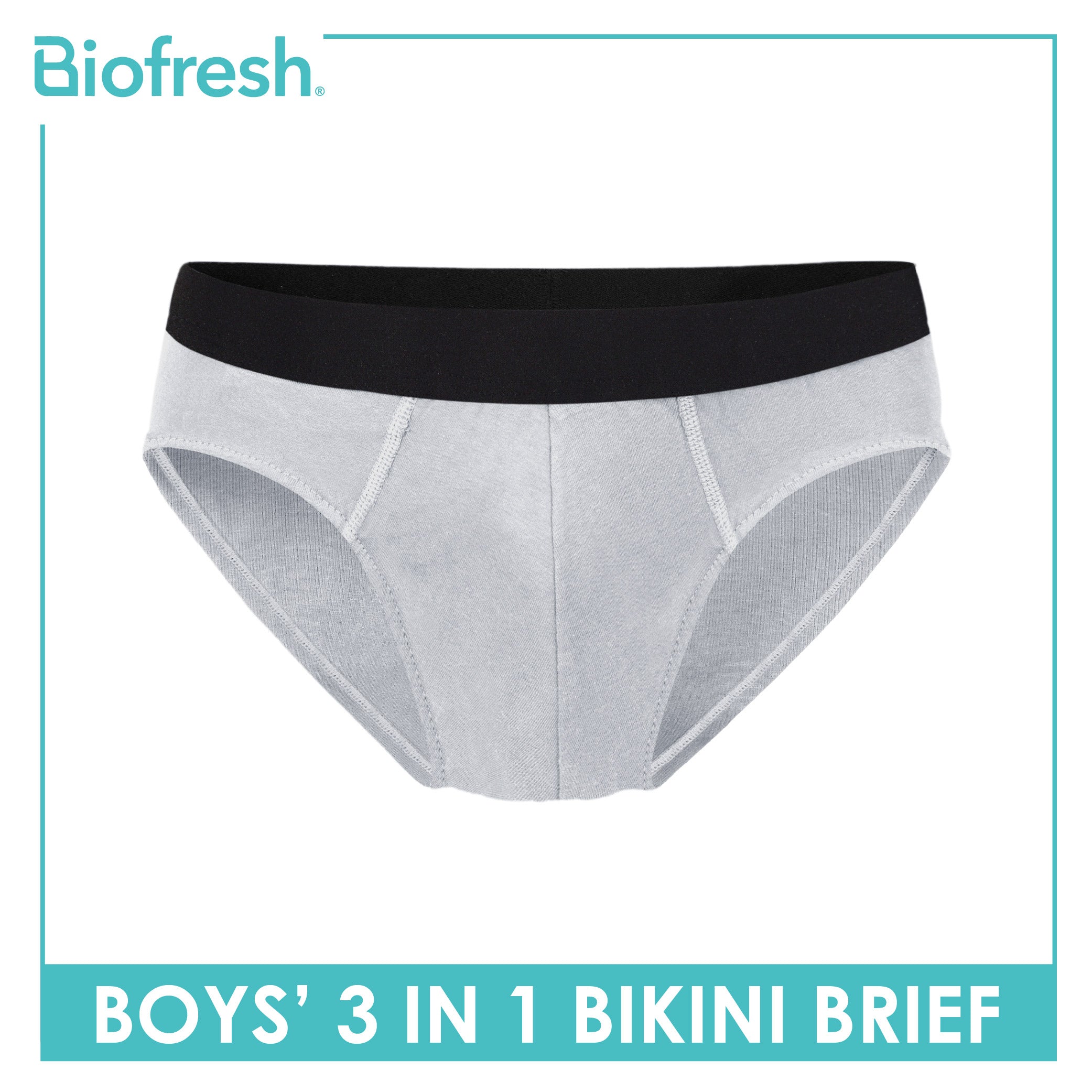 Biofresh Boys' Antimicrobial Cotton Bikini Brief 3 pieces in a pack UCBCG21