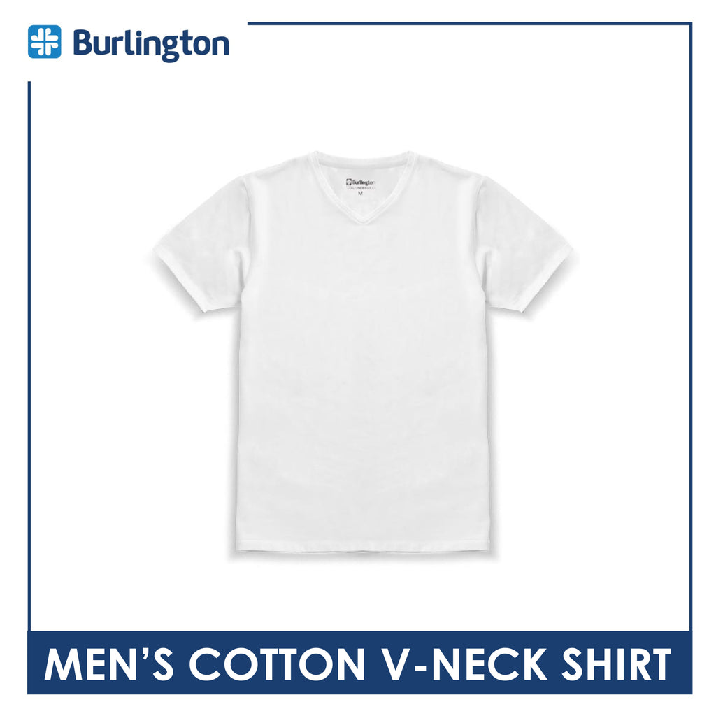 Burlington Men's OVERRUNS Cotton-Rich V-Neck Shirt 1 piece GMSVCO1