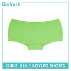 Biofresh Girls' Antimicrobial Boyleg Shorts 3 pieces in a pack UGPBG1