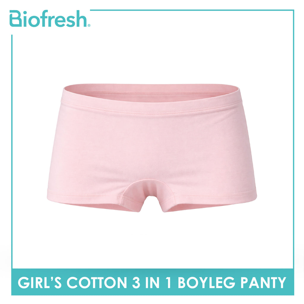 Biofresh Girls’ Antimicrobial Cotton Boyleg Panty 3 pieces in a pack UGPBG2