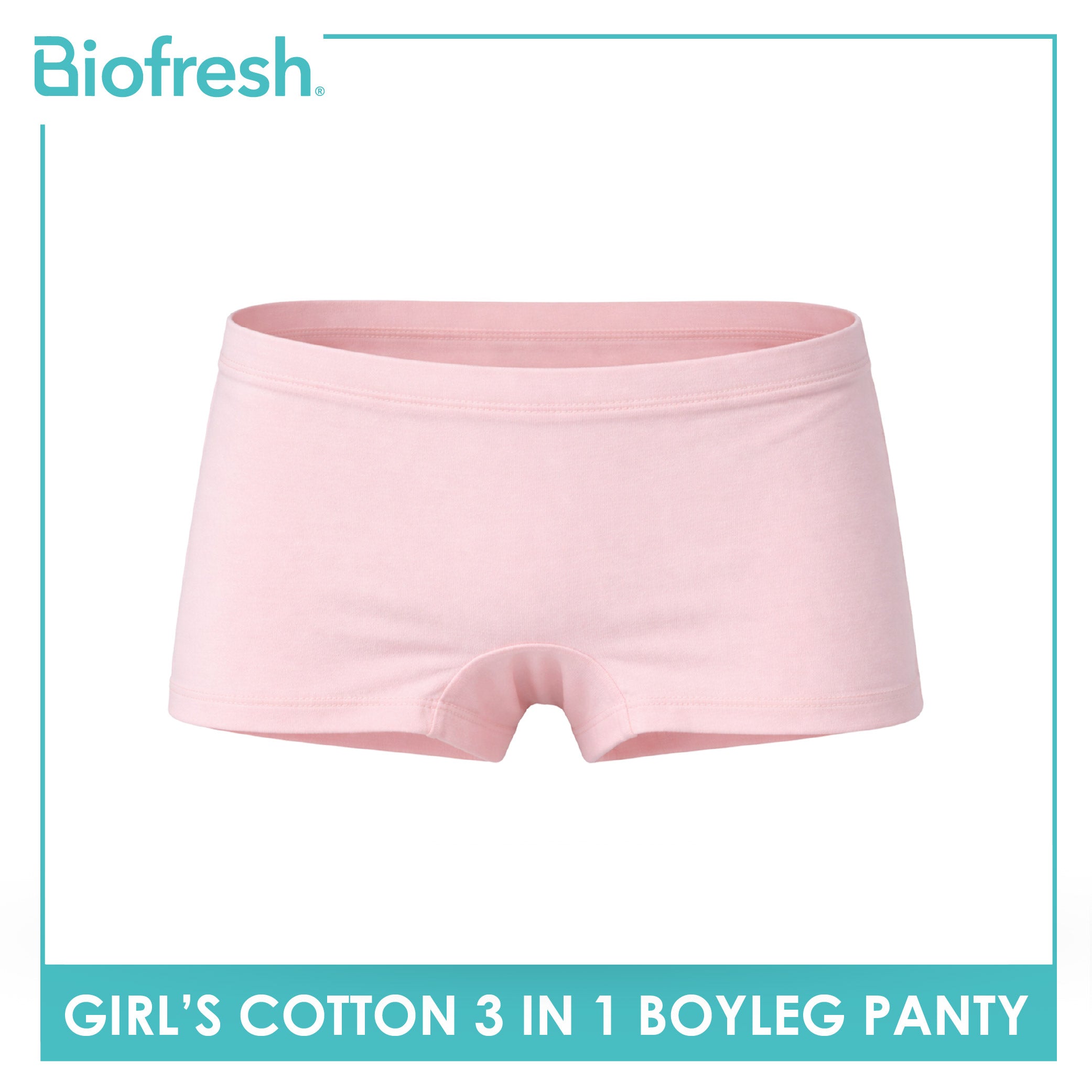 Biofresh Girls’ Antimicrobial Cotton Boyleg Panty 3 pieces in a pack UGPBG2