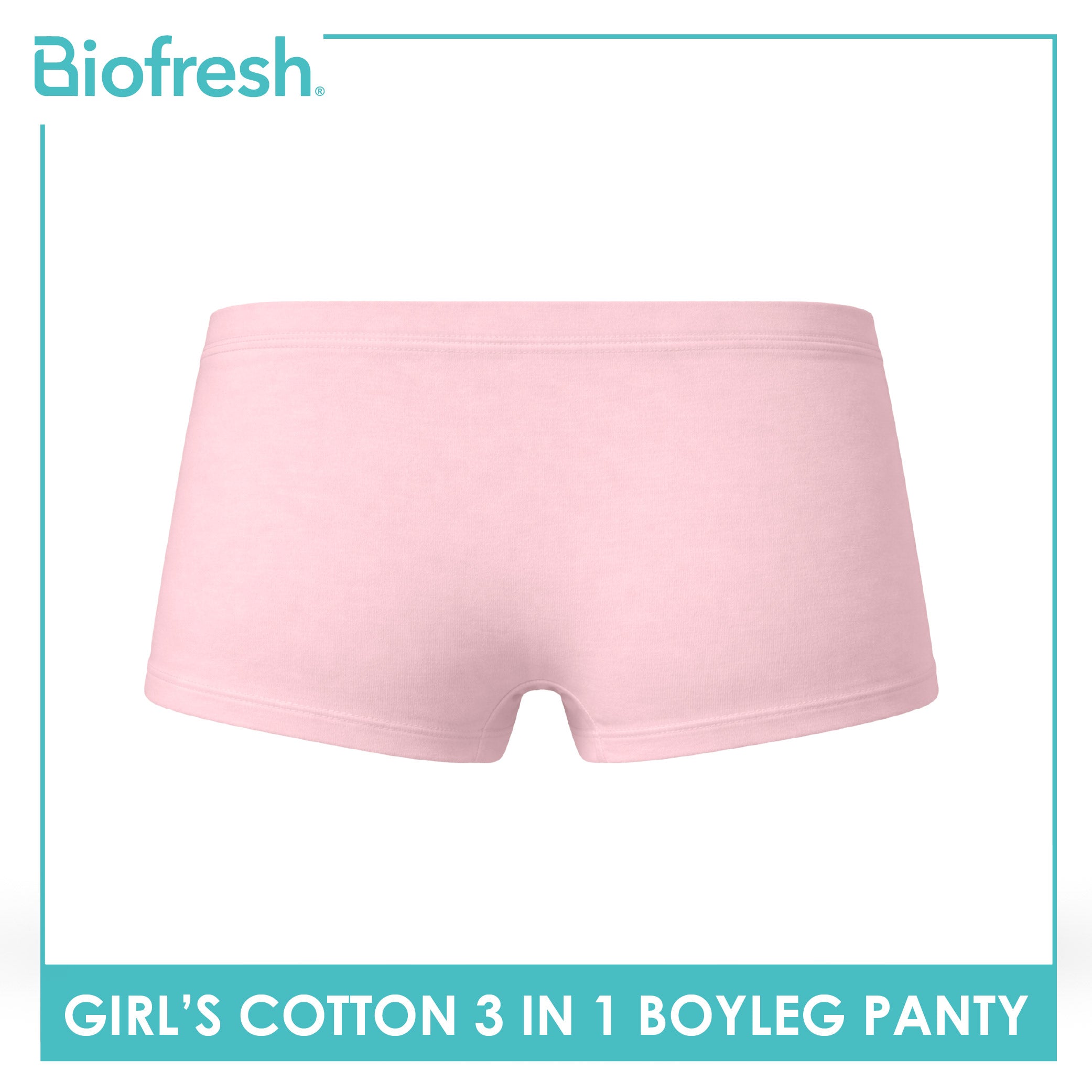 Biofresh Girls’ Antimicrobial Cotton Boyleg Panty 3 pieces in a pack UGPBG2