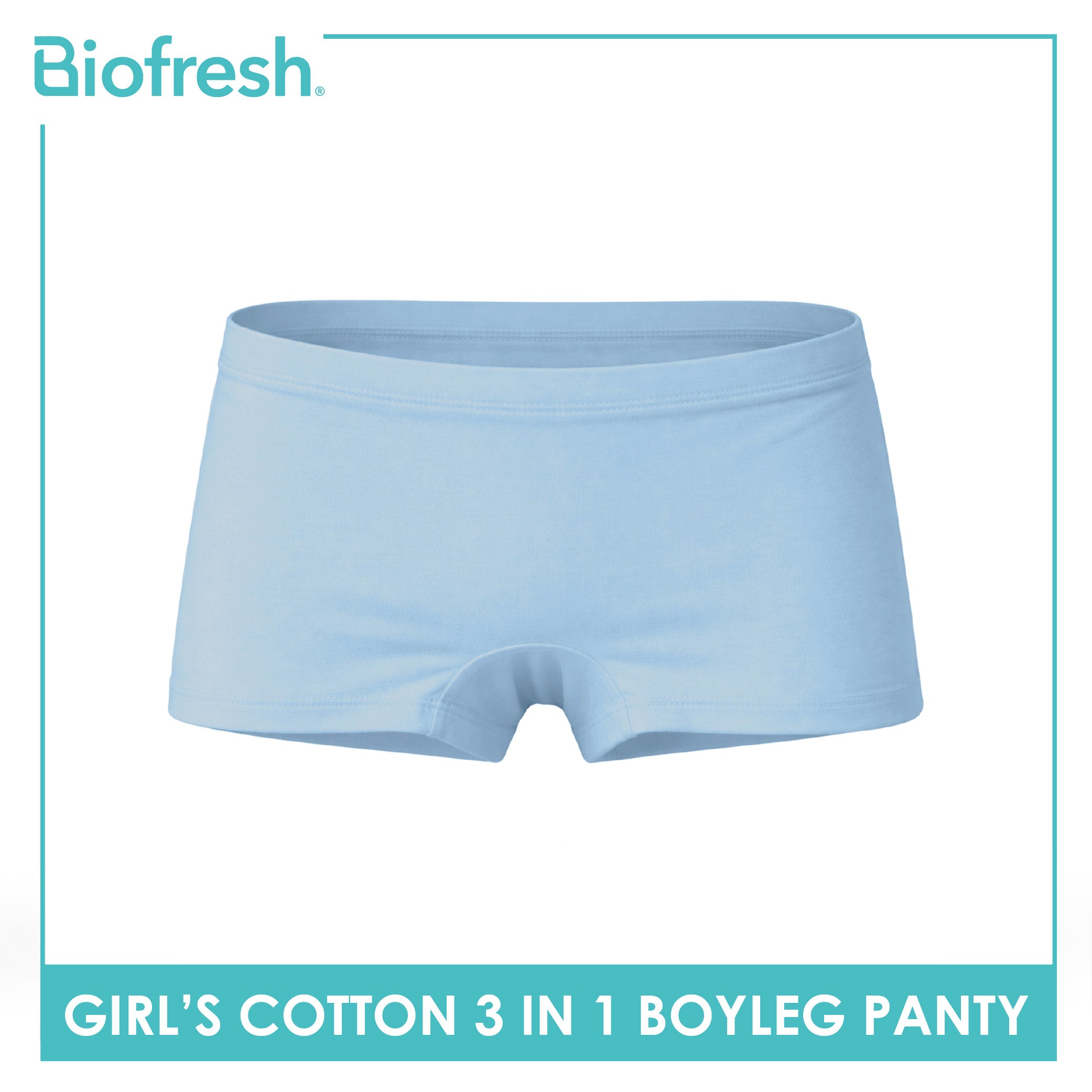 Biofresh Girls’ Antimicrobial Cotton Boyleg Panty 3 pieces in a pack UGPBG2
