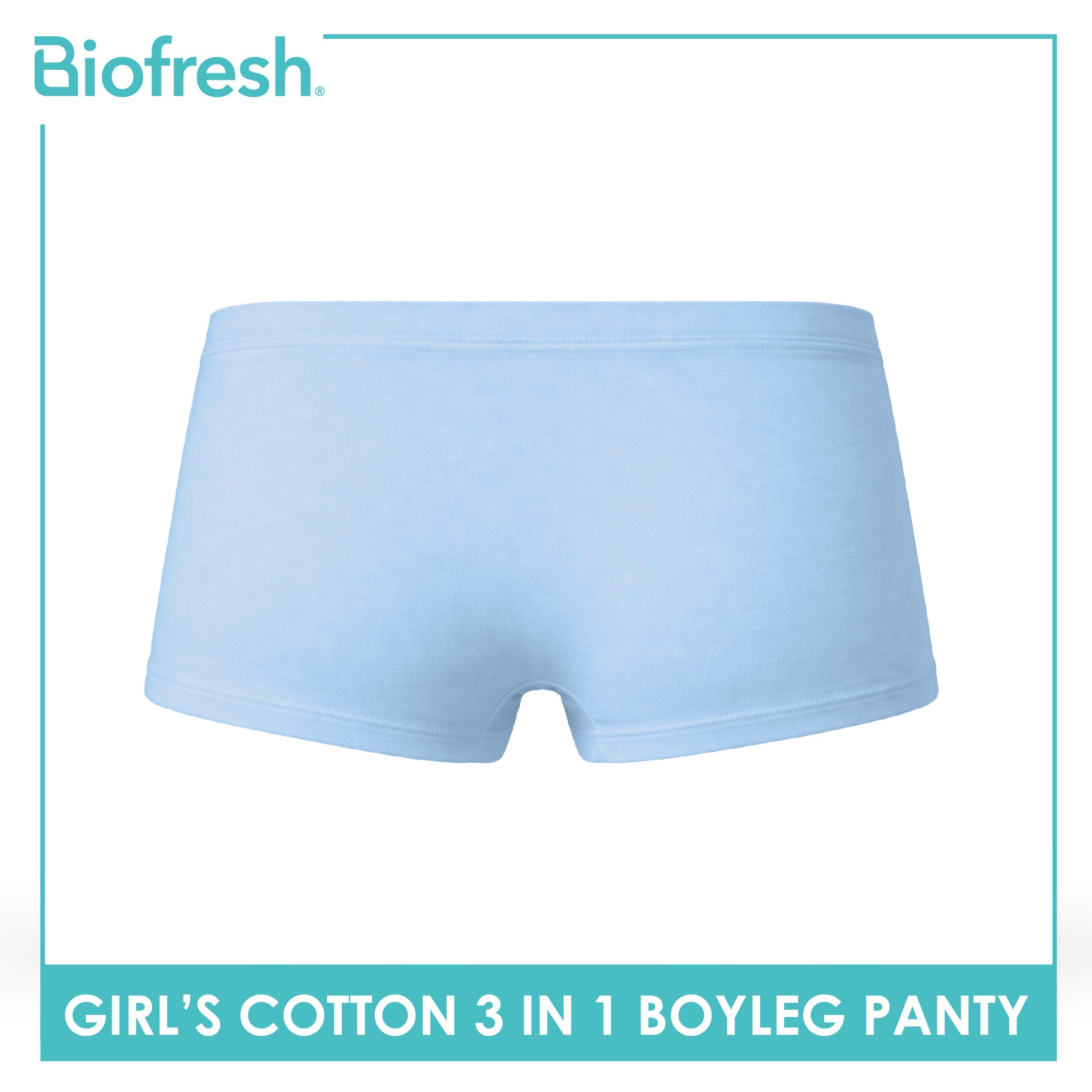 Biofresh Girls’ Antimicrobial Cotton Boyleg Panty 3 pieces in a pack UGPBG2