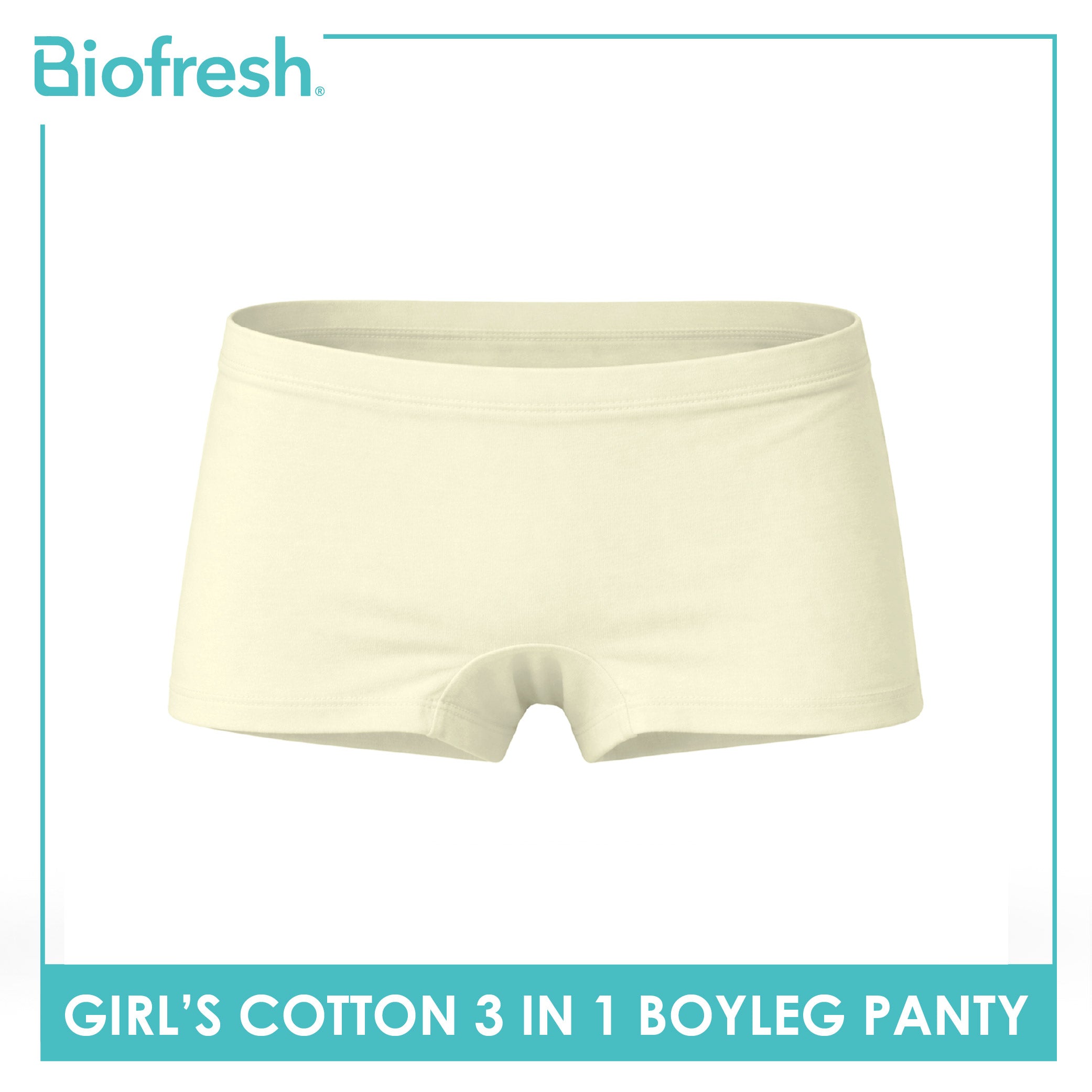 Biofresh Girls’ Antimicrobial Cotton Boyleg Panty 3 pieces in a pack UGPBG2