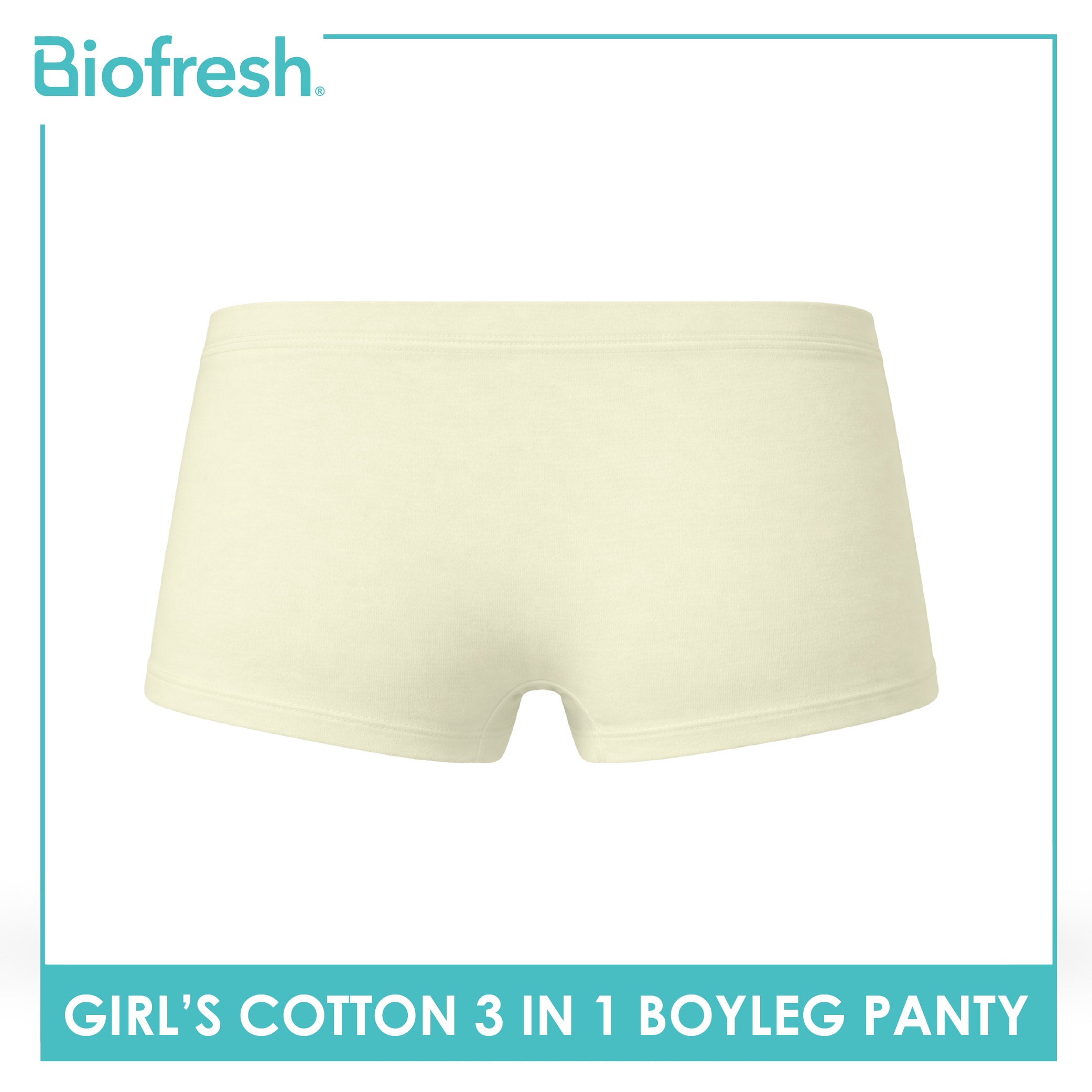 Biofresh Girls’ Antimicrobial Cotton Boyleg Panty 3 pieces in a pack UGPBG2
