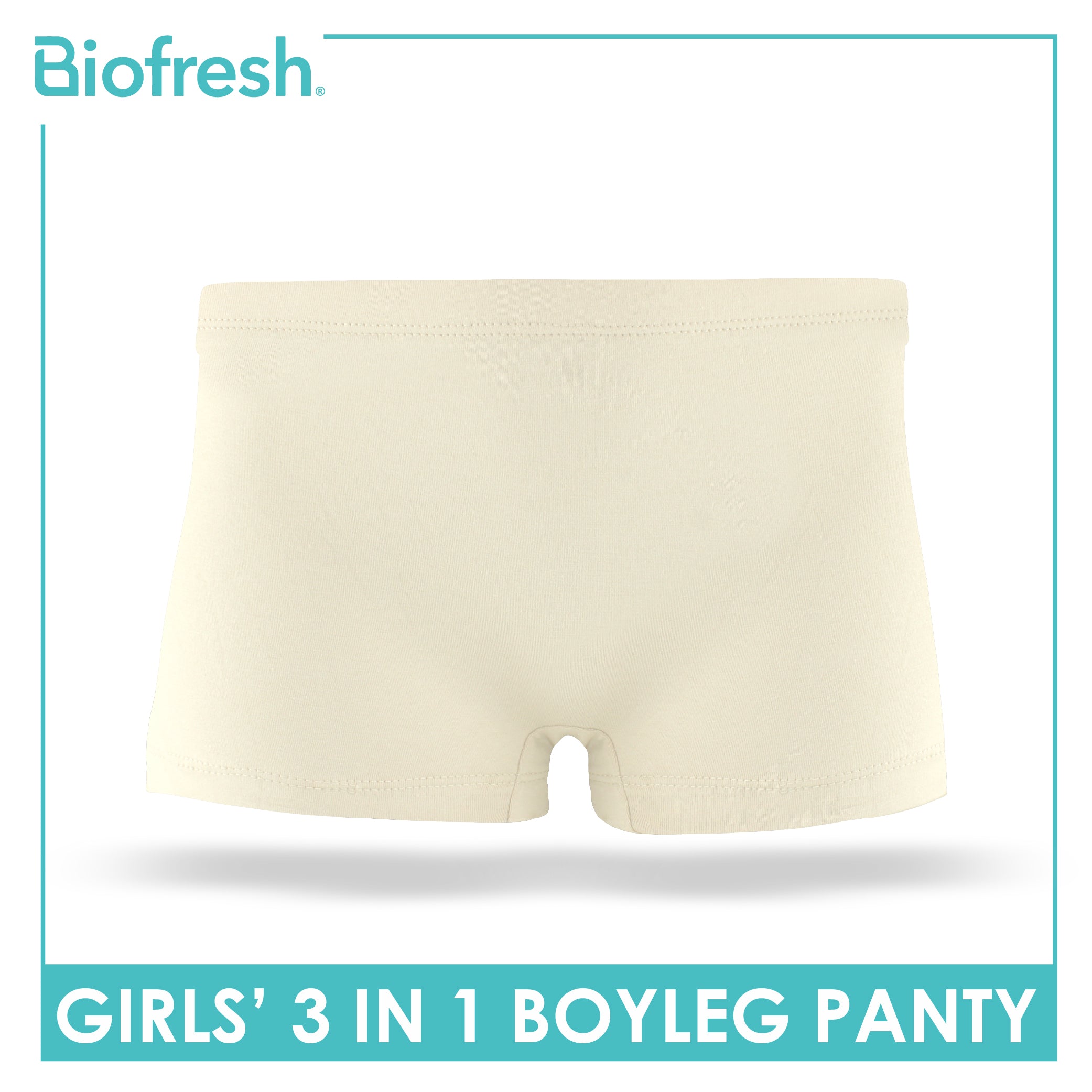 Biofresh Girls’ Antimicrobial Cotton Boyleg Panty 3 pieces in a pack UGPBG2