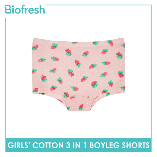 Biofresh Girls' Antimicrobial Cotton Boyleg Shorts 3 pieces in a pack UGPBG3101