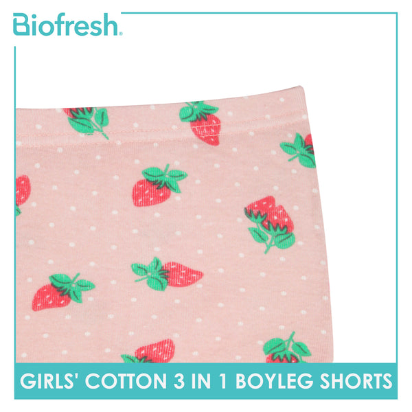 Biofresh Girls' Antimicrobial Cotton Boyleg Shorts 3 pieces in a pack UGPBG3101