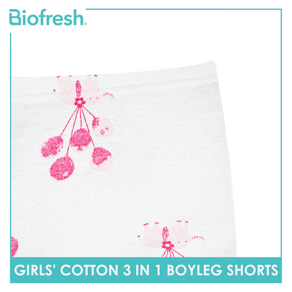 Biofresh Girls' Antimicrobial Cotton Boyleg Shorts 3 pieces in a pack UGPBG3101