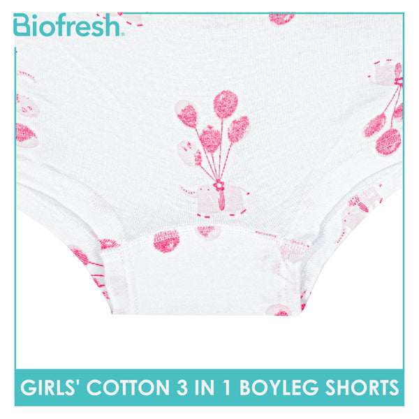 Biofresh Girls' Antimicrobial Cotton Boyleg Shorts 3 pieces in a pack UGPBG3101