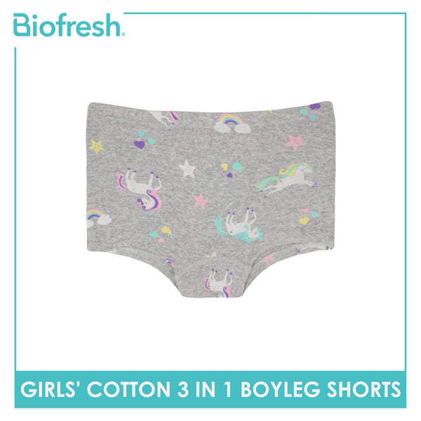 Biofresh Girls' Antimicrobial Cotton Boyleg Shorts 3 pieces in a pack UGPBG3101