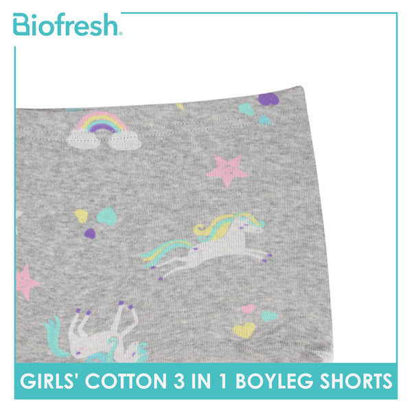 Biofresh Girls' Antimicrobial Cotton Boyleg Shorts 3 pieces in a pack UGPBG3101