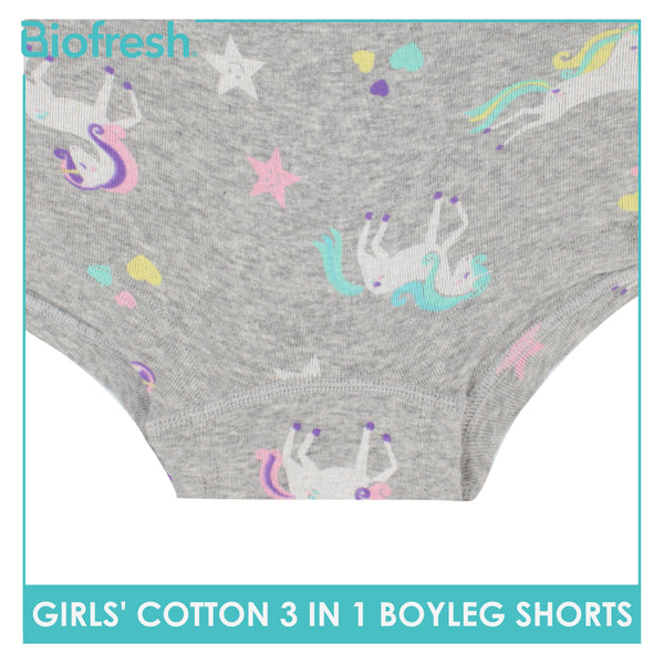 Biofresh Girls' Antimicrobial Cotton Boyleg Shorts 3 pieces in a pack UGPBG3101
