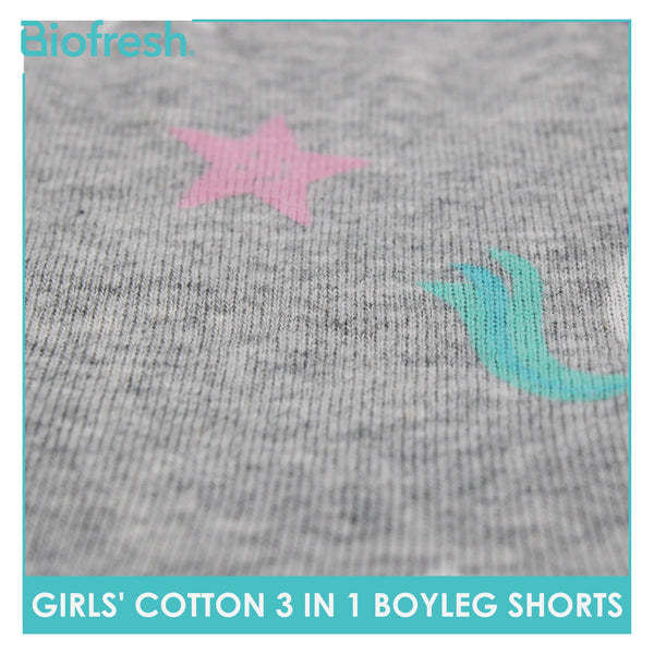 Biofresh Girls' Antimicrobial Cotton Boyleg Shorts 3 pieces in a pack UGPBG3101