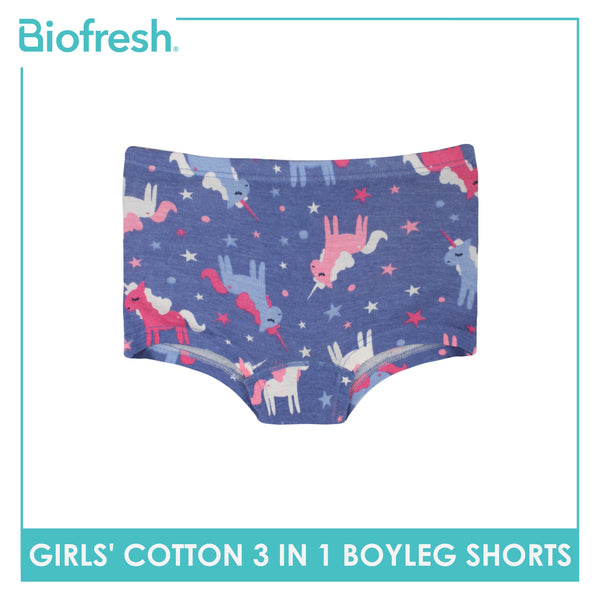 Biofresh Girls' Antimicrobial Cotton Boyleg Shorts 3 pieces in a pack UGPBG3102