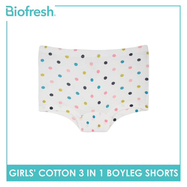 Biofresh Girls' Antimicrobial Cotton Boyleg Shorts 3 pieces in a pack UGPBG3102